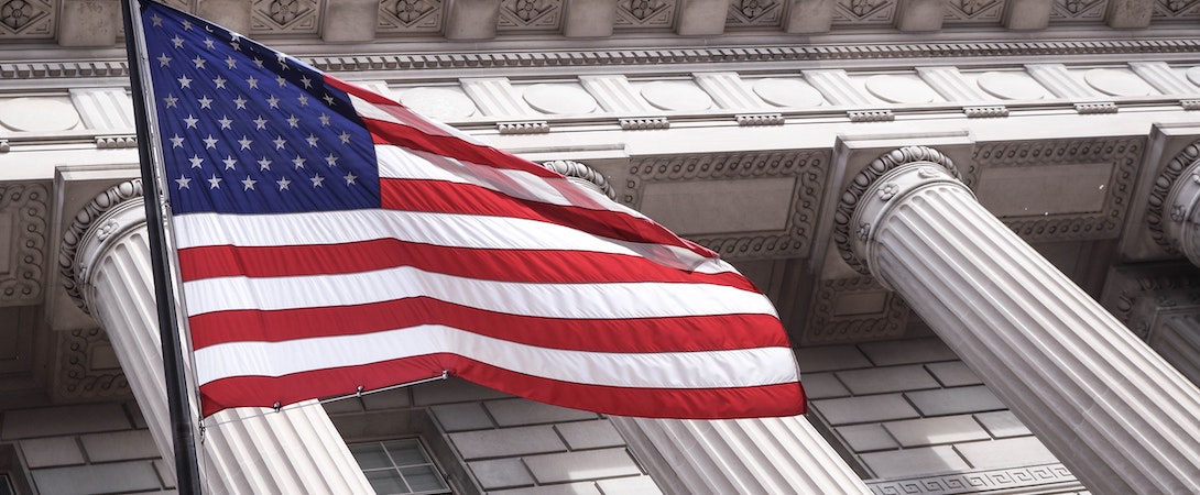 flag in front of municipal building