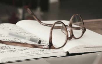 glasses on notebook