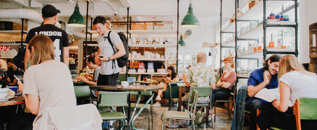 people sitting in a cafe