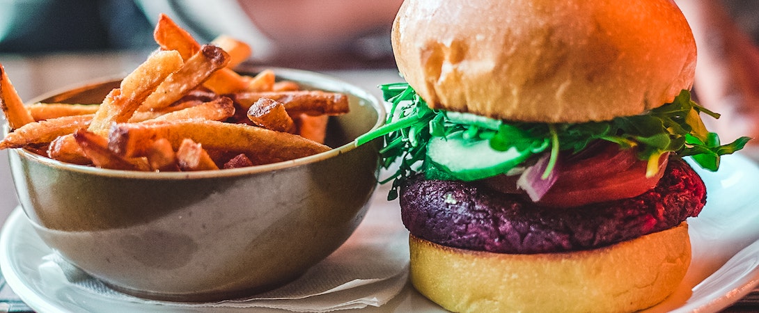 veggie burger and fries